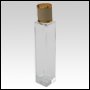Sleek clear glass bottle with Ivory Leather-type screw on cap. Capacity: 54 mL (~1.8 oz) at neck