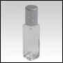 Rectangular Sleek 8ml Roll on clear bottle with Silver caps and shiny dots. Capacity: 8ml (~1/3 oz)