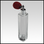 Slim glass bottle with Red Bulb sprayer and silver fitting. Capacity: 3.5oz (100