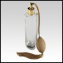 Slim glass bottle with Gold Bulb sprayer with tassel and golden fitting. Capacit