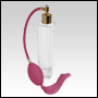 Slim glass bottle with Pink Bulb sprayer with tassel and golden fitting. Capacit