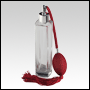 Slim glass bottle with Red Bulb sprayer with tassel and silver fitting. Capacity