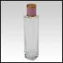 Slim clear glass tall bottle with Ivory Leather-type cap. Capacity: Up to 103 mL  