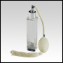Slim glass bottle with Ivory Bulb sprayer with tassel and silver fitting. Capacity: 1 2/3oz (50ml)