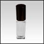Square Slim Roll On bottle with black plastic cap. Capacity: 5ml (1/6 oz)