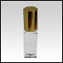 Square Slim Roll On bottle with Golden cap. Capacity: 5ml (1/6 oz)