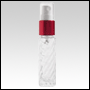 Clear swirl glass, refillable bottle with Red metal collar sprayer. Capacity: 10ml (1/3oz)