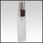 Clear swirl Glass, refillable, cylindrical bottle w/shiny silver metal collar sprayer. 10ml (1/3 oz)