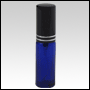 Cobalt Blue Glass, refillable, cylindrical bottle with Silver-ringed Black  metal