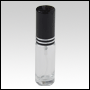Clear Glass, cylindrical bottle with Silver-ring Black sprayer. 5ml (1/6oz)