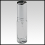 Clear Glass, cylindrical bottle with Silver-ring Shiny Silver sprayer. 5ml (1/6oz)