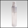 Frosted glass, refillable bottle with matte silver metal collar sprayer.  Capacity: 9ml (1/3oz)