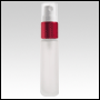 Frosted glass, refillable bottle with Red metal collar sprayer. Capacity : 9ml (1/3oz)