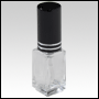 Square Slim bottle with Silver-Ringed Black sprayer and cap. Capacity: 5ml (1/6 oz)
