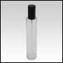 Clear Glass Bottle. Tall, Cylindrical with a Black Sprayer and Cap. Capacity: 3.4 oz (100ml)   
