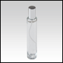 Clear Glass Bottle. Tall, Cylindrical with a Shiny Silver Sprayer and Cap. Capacity: 3.4 oz (100ml)