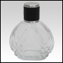 Clear Tiara glass bottle with Black Leather-type screw on cap. Capacity: 54 mL (~1.82 oz) at neck. 