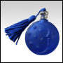Moon and stars design cobalt blue bottle with Blue tasseled Silver cap.  Capacity :  8ml (1/4oz)