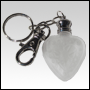 Frosted glass heart shaped bottle with Silver key chain. Capacity : 4ml(1/7oz)