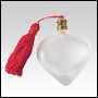 Frosted White Heart Bottle with Red Tassel Gold Cap. Capacity: 10ml (1/3oz)