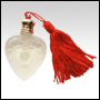 Frosted glass heart shaped bottle Red tasseled Gold cap. Capacity : 4ml(1/7oz)