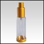 Clear Glass Lotion Bottle with Gold Top and Base.Capacity: 1oz(30ml) 