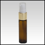 Amber Glass Bottle with a Gold Collar, White Treatment Pump, and Clear Cap. 10ml (1/3oz)