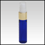 Blue Glass Bottle with a Gold Collar, White Treatment Pump, and Clear Cap. 10ml (1/3oz)