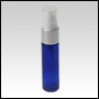 Blue Glass bottle with Matte Silver Collar, white treatment pump, and Clear cap. 
