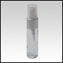 Clear Glass bottle with Matte Silver Collar, white treatment pump, and Clear cap. 10ml (1/3oz)
