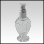 Diva clear glass bottle with Matte Silver treatment pump and Clear Over cap. 46 ml(1.64 oz)
