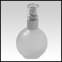128 ml (4.33 oz) Frosted Glass Round Bottle with Matte Silver lotion pump and Clear Over cap.
