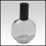 78 ml (2.65 oz) Clear Glass Round Bottle with Black lotion pump.