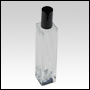 Sleek clear glass bottle with Black treatment pump and cap. Capacity