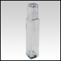 Sleek clear glass bottle with White treatment pump and clear Square Over Cap. Capacity: 109 mL (~4oz