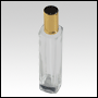 Slim clear glass tall bottle with Gold treatment pump and cap. Up to 104 mL (4oz)a
