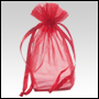 Red Organza / sheer gusseted gift bag.  Size : 6� tall x 4� wide