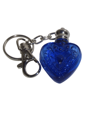 1 Glass Blue HEART bottle vials pendant w/ SCREW CAP *~ 